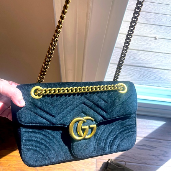 Gucci GG Velvet Marmont Matelasse Small Shoulder cross body Bag Black - Picture 4 of 16